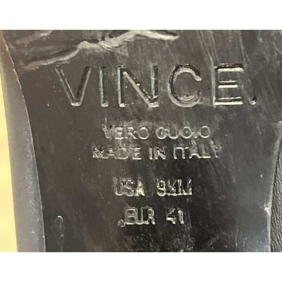 VINCE Vero Cuoio Leather Boot Booties Heels Black Made in Italy Women's Size 9.5 - Picture 8 of 9